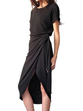 LBLC the label Black Twist-Waist Midi Dress
